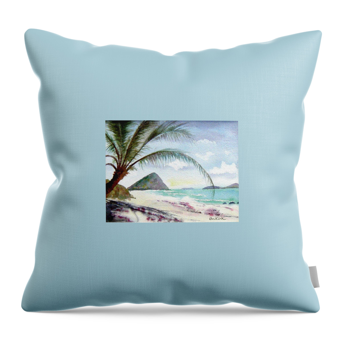 Beach Throw Pillow featuring the painting Long Bay Shadows by Diane Kirk