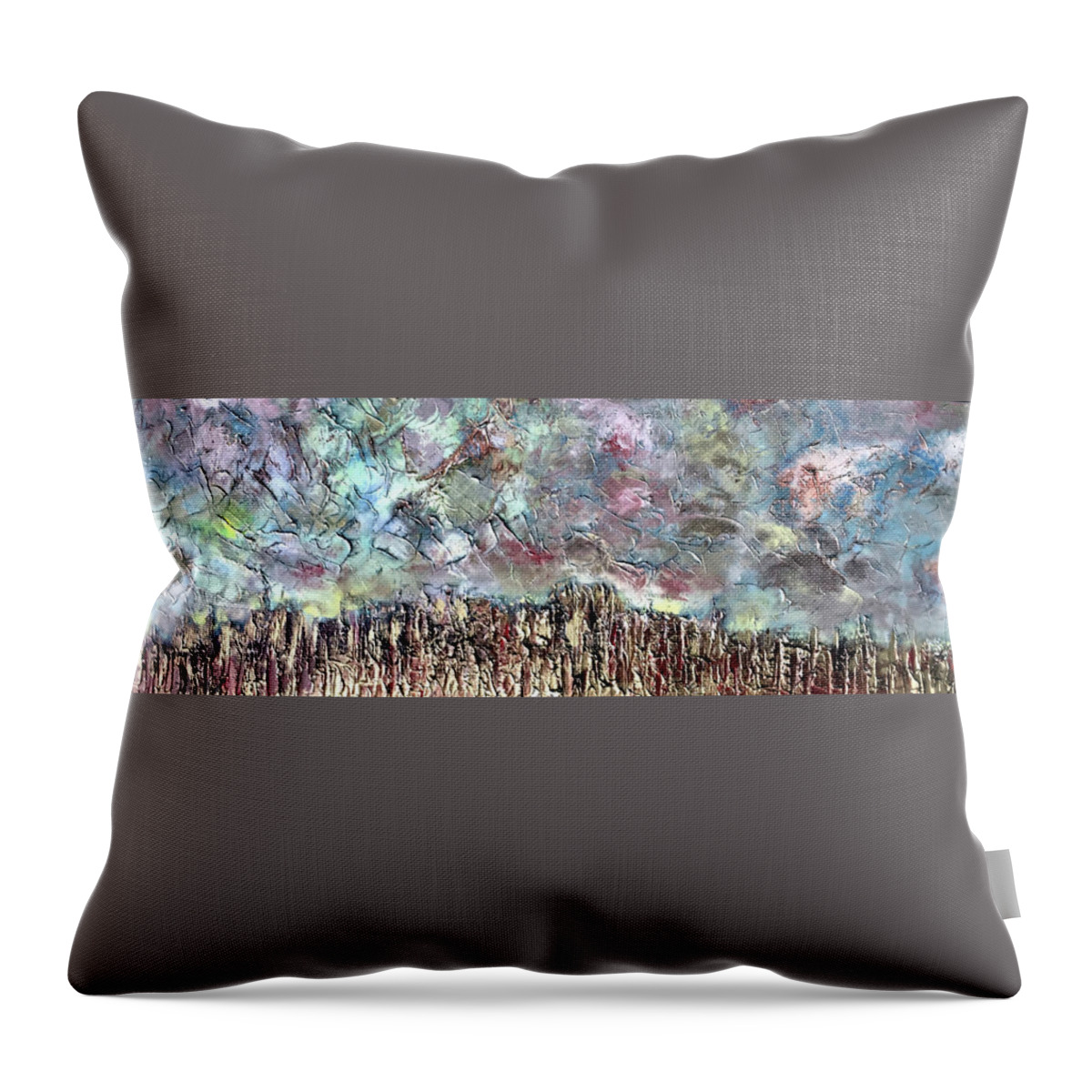 Landsape Throw Pillow featuring the painting Long View by Dennis Ellman