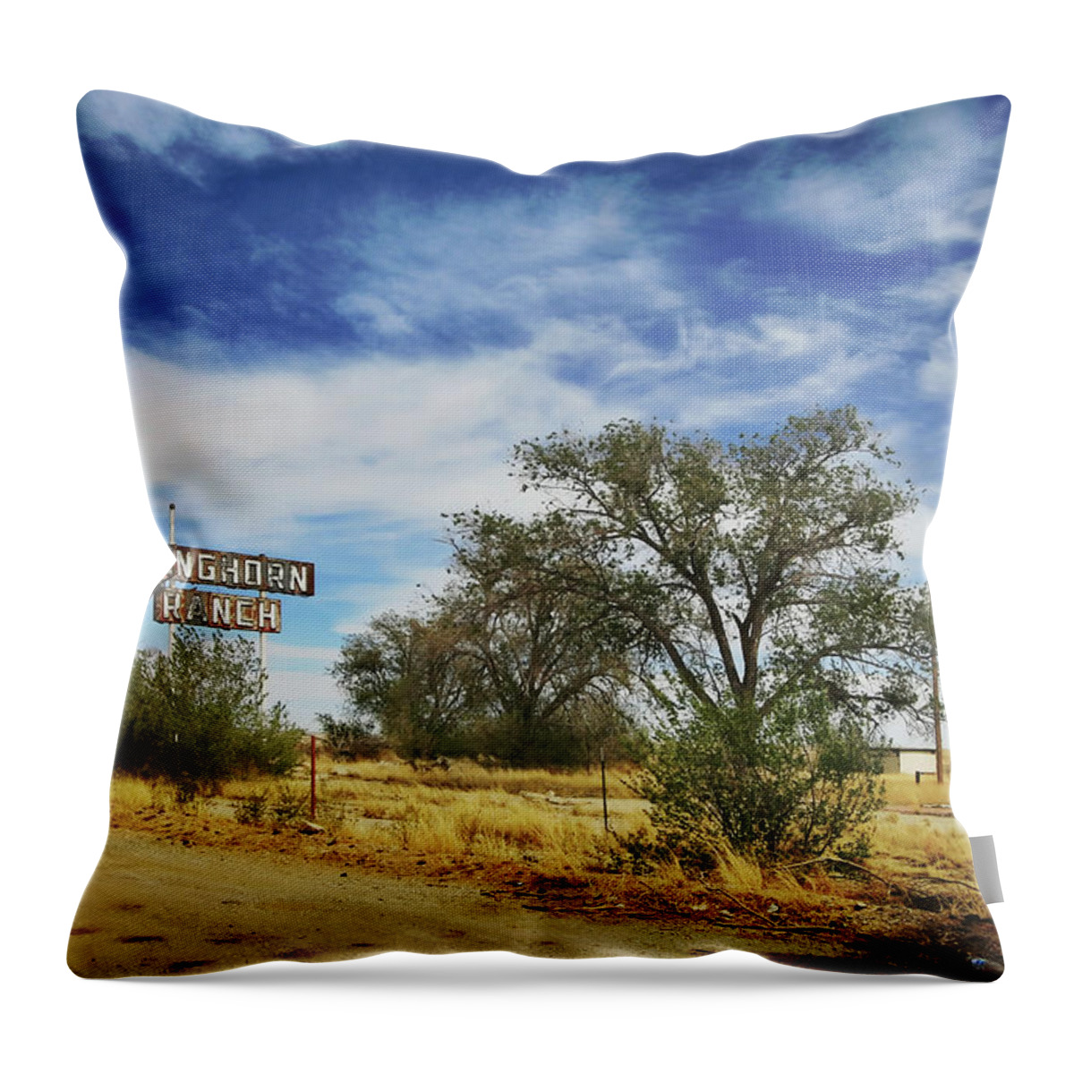 Route 66 Throw Pillow featuring the photograph Longhorn Ranch by Micah Offman