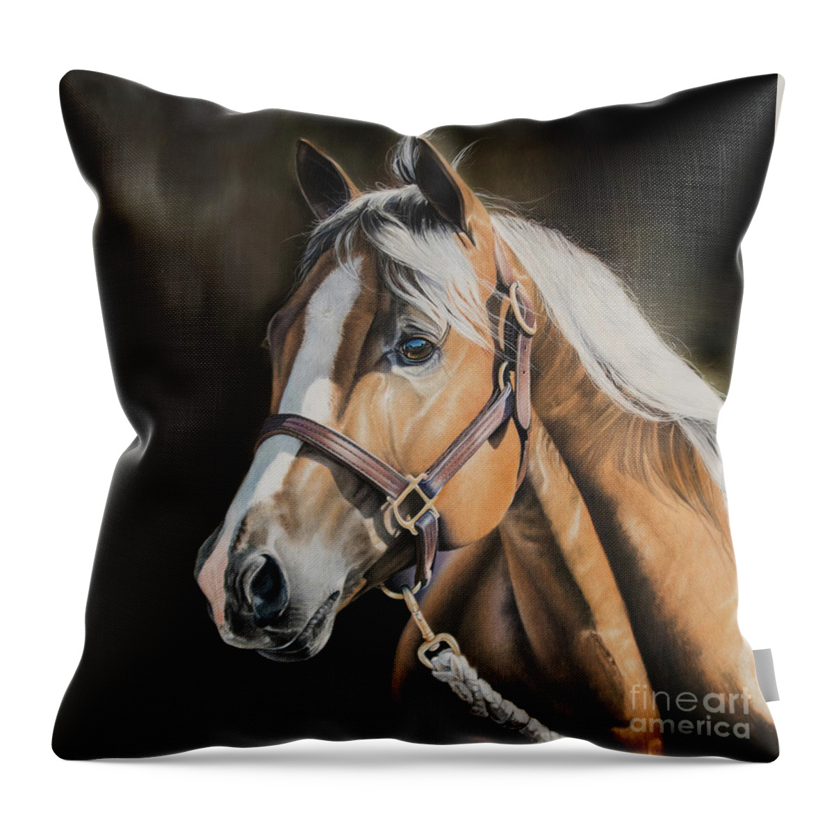 Palomino Throw Pillow featuring the pastel Look on the Bright Side by Joni Beinborn