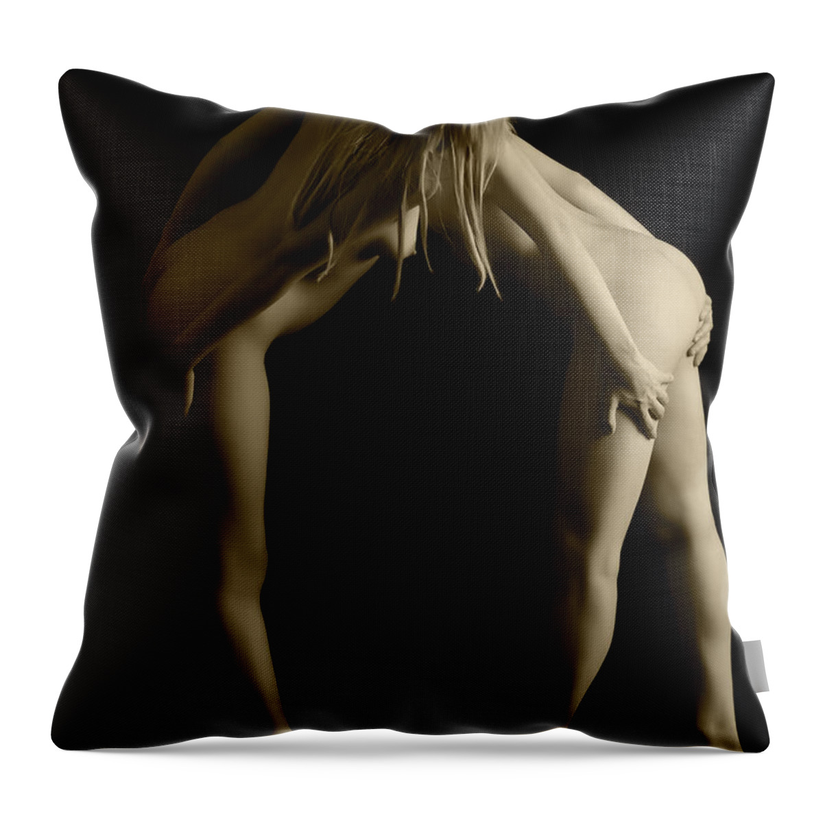Implied Nude Throw Pillow featuring the photograph Looking around by Robert WK Clark