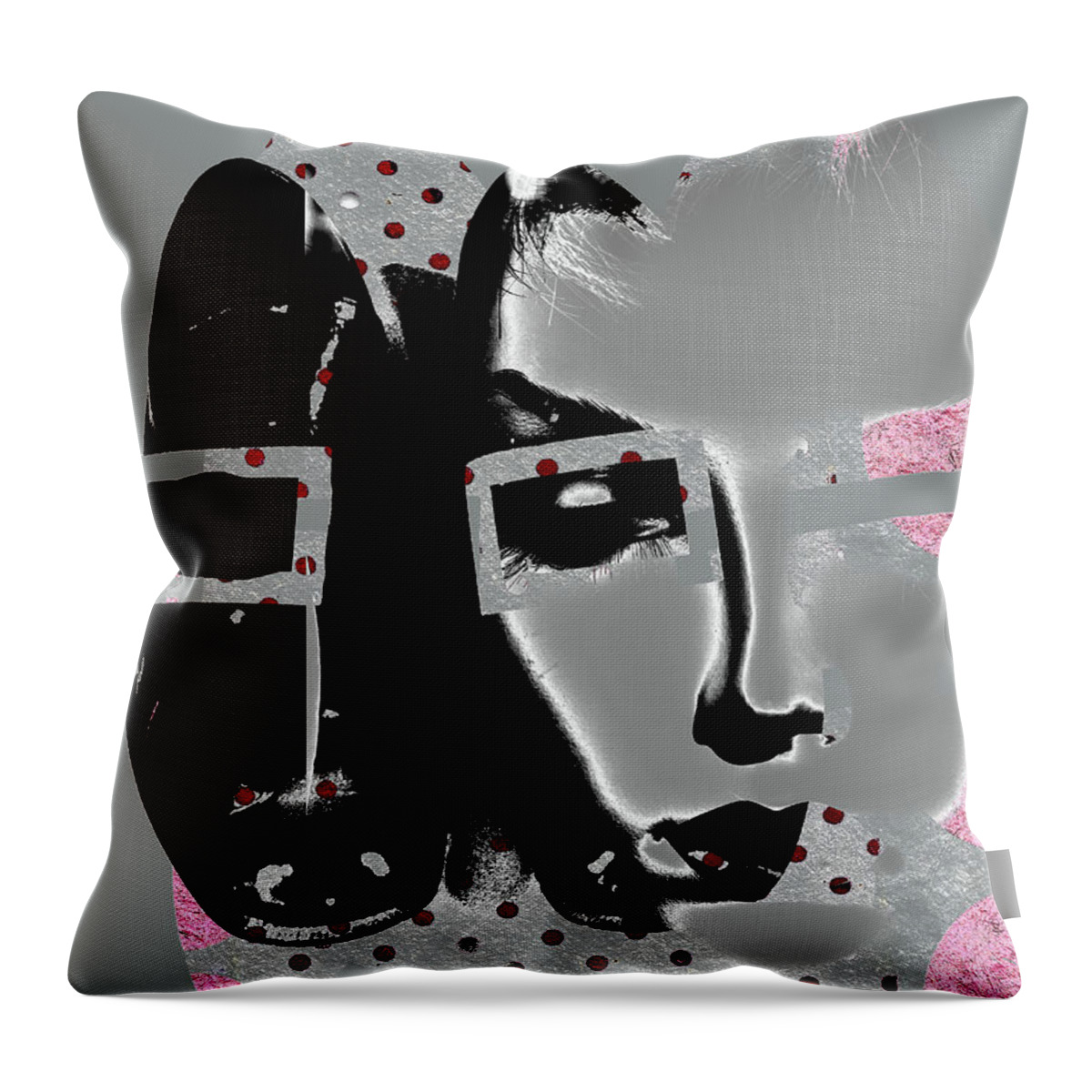 Woman Throw Pillow featuring the digital art Looking for black shoes by Gabi Hampe