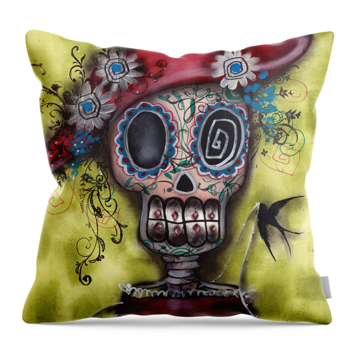 Day Of The Dead Paintings Throw Pillow featuring the painting Looking for Love by Abril Andrade