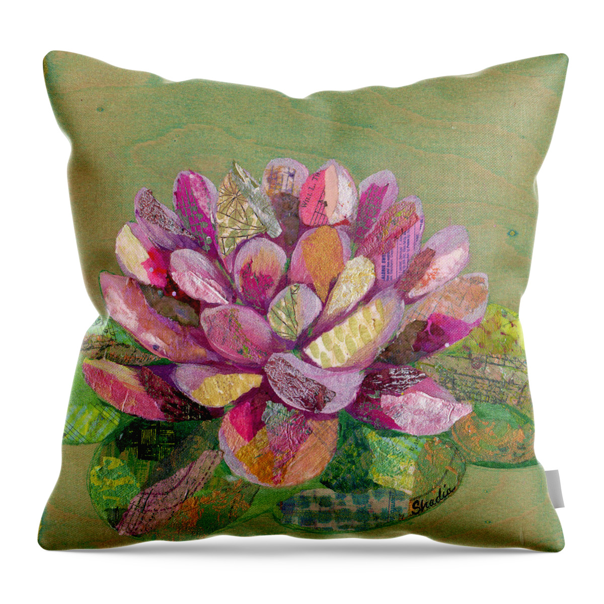 Lotus Throw Pillow featuring the painting Lotus Series II - 3 by Shadia Derbyshire