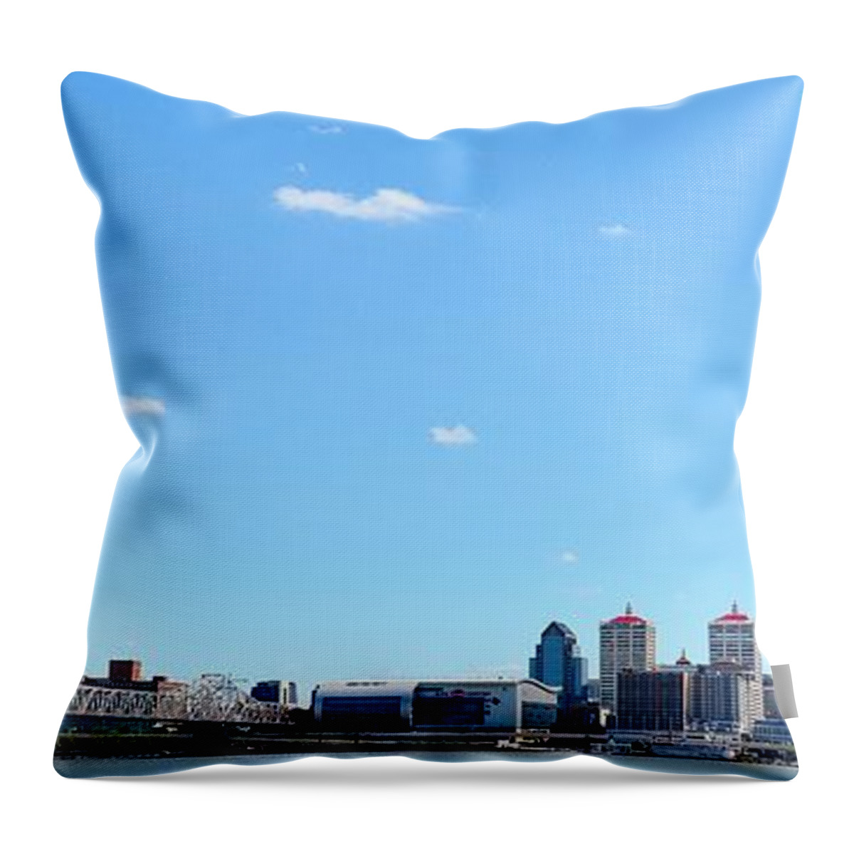 Louisville Throw Pillow featuring the photograph Louisville Waterfront Panoramic by Stacie Siemsen