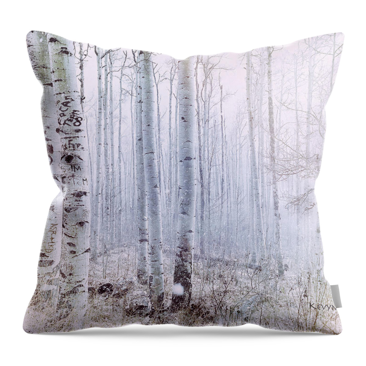 Landscape Throw Pillow featuring the photograph Love Amidst the Aspens by Kevyn Bashore