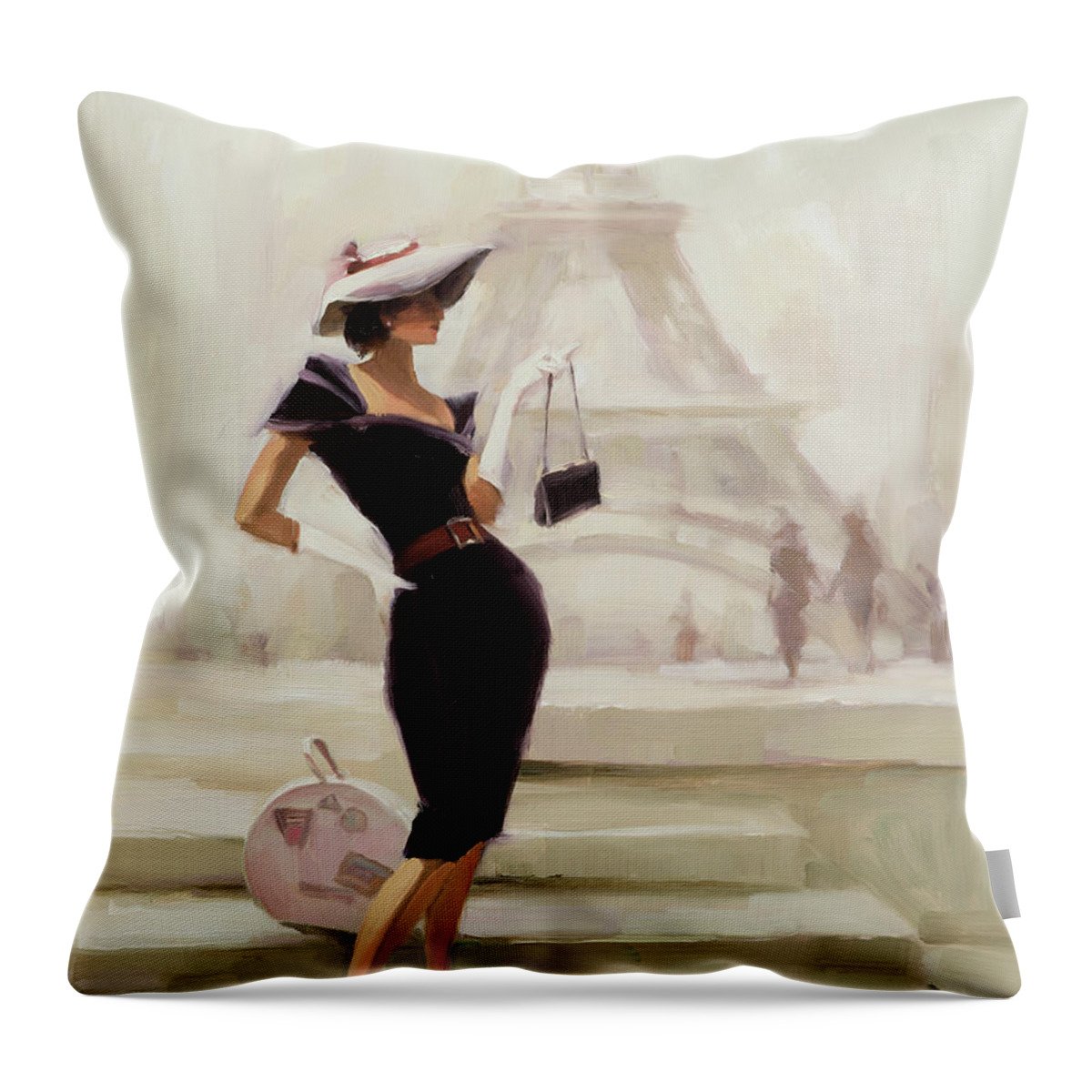 #faatoppicks Throw Pillow featuring the painting Love, from Paris by Steve Henderson