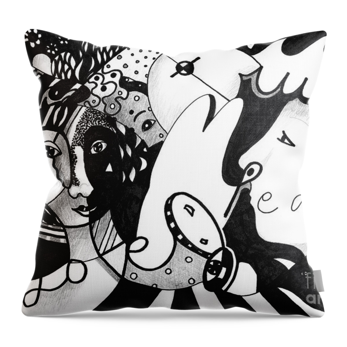 Values Throw Pillow featuring the drawing Love Truth Peace by Helena Tiainen