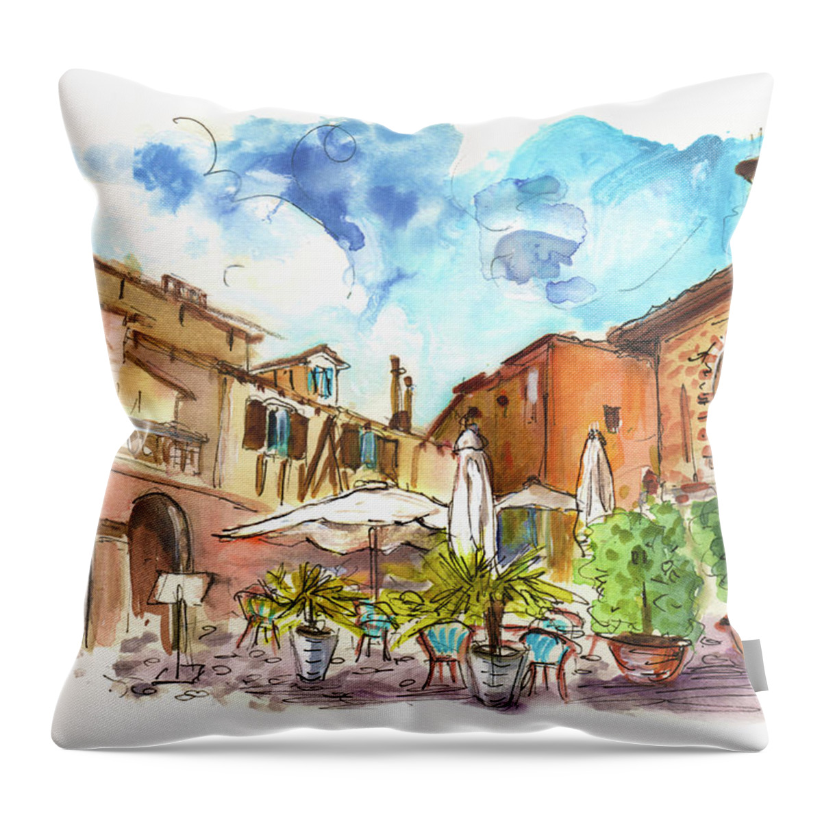 Travel Throw Pillow featuring the painting Lovely Street Cafe In Albi by Miki De Goodaboom