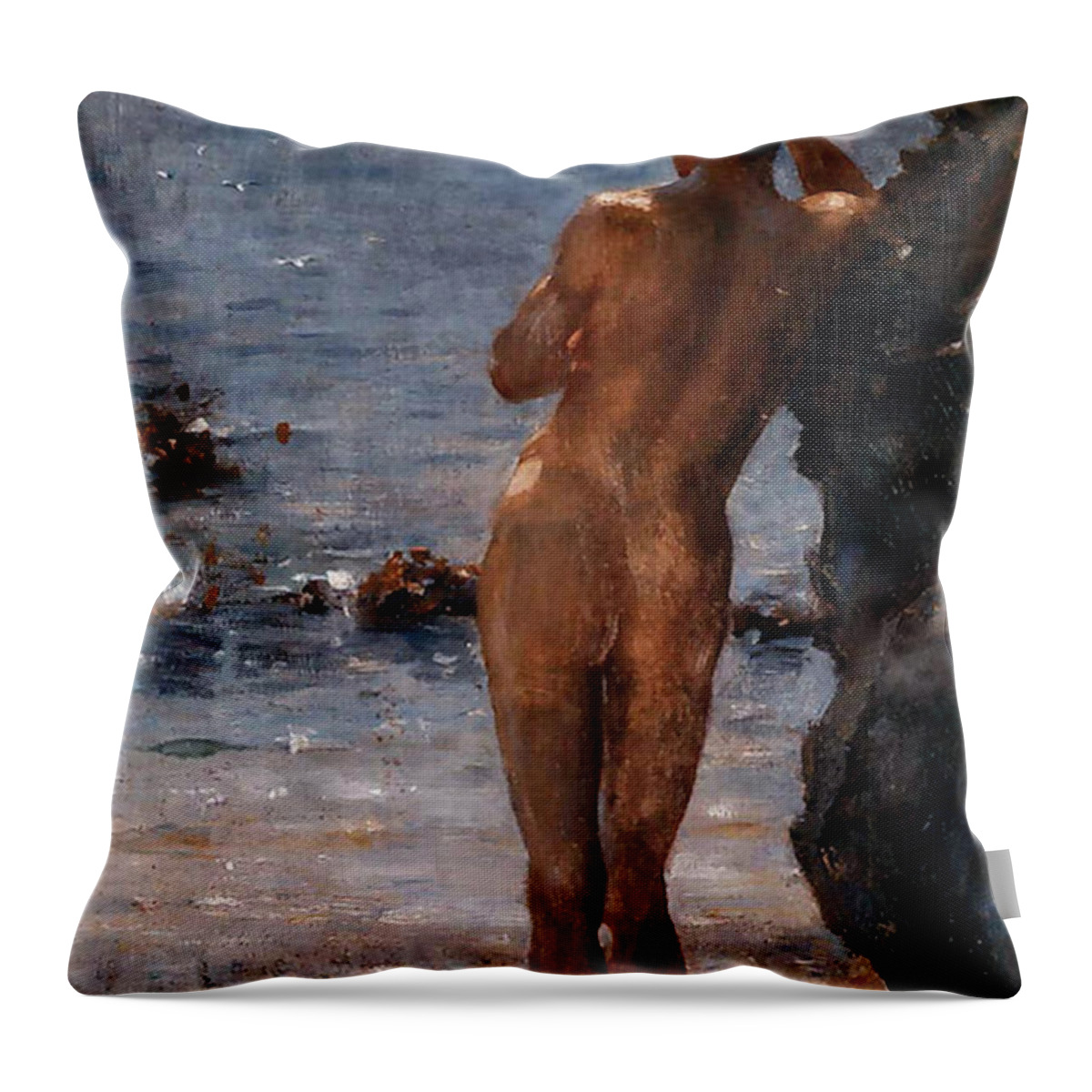 Lover Throw Pillow featuring the painting Lover of the Sun by Henry Scott Tuke