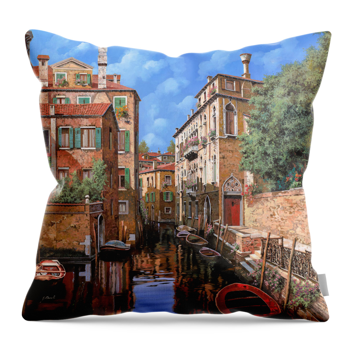 Venice Throw Pillow featuring the painting Luci Di Venezia by Guido Borelli