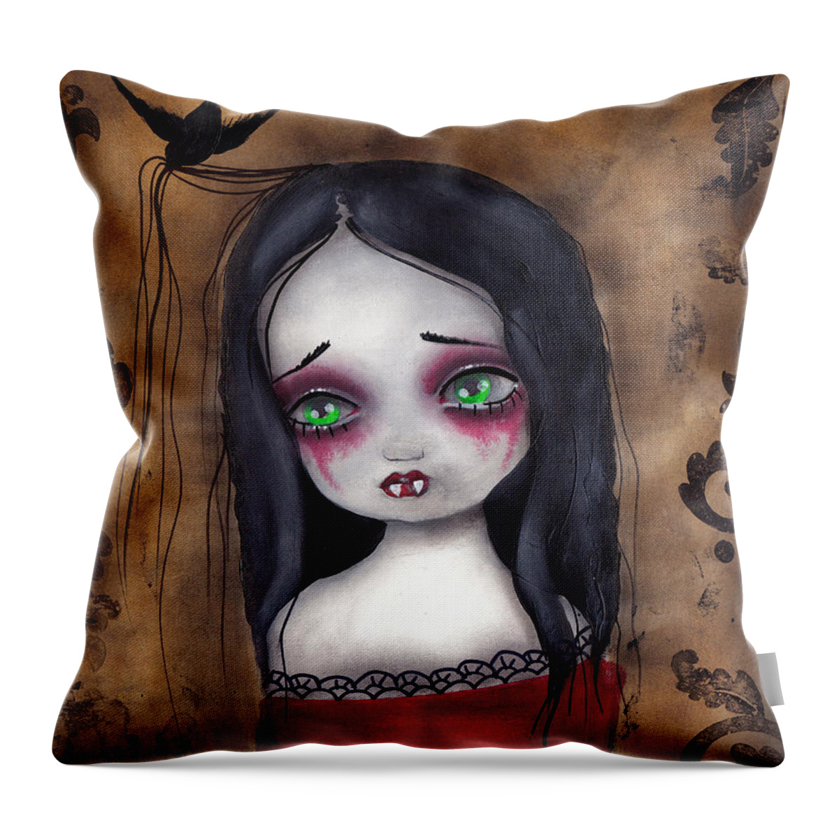 Gothic Throw Pillow featuring the painting Luzie by Abril Andrade