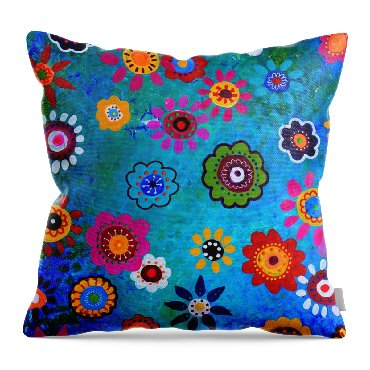 Lv Whimsical Flowers V Throw Pillow by Pristine Cartera Turkus - Pixels