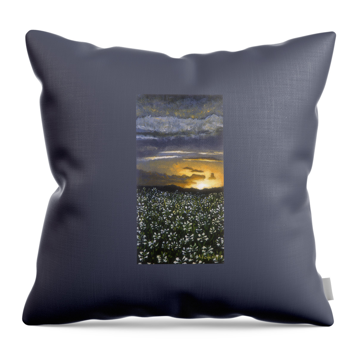 Acrylic Throw Pillow featuring the painting Madonna Lily Valley by Arturo Vilmenay