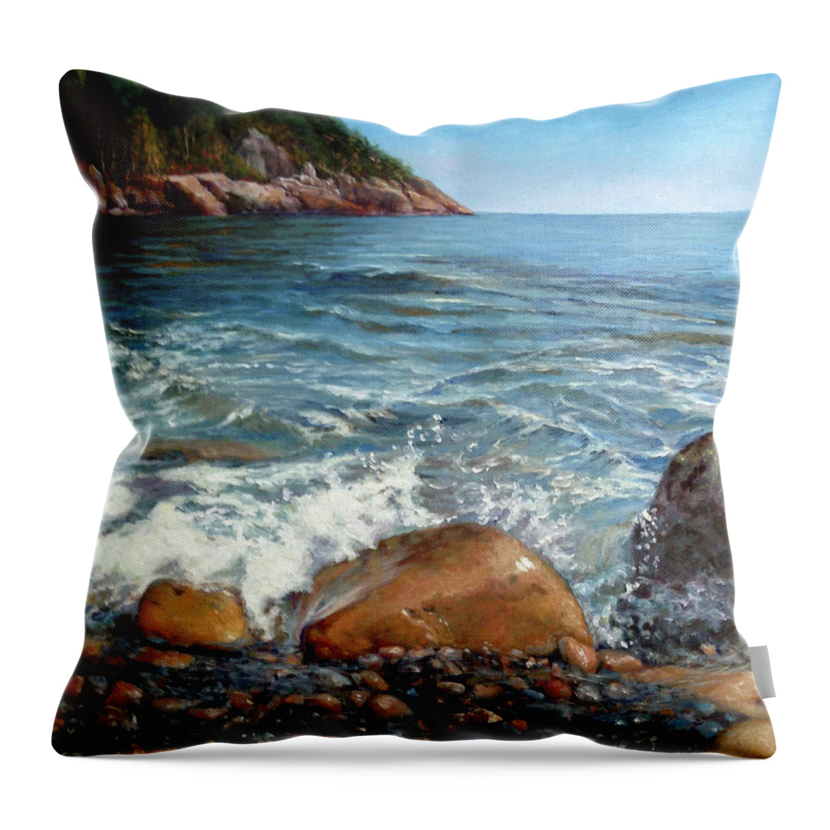 Maine Coast Throw Pillow featuring the painting Maine Coast by Marie Witte