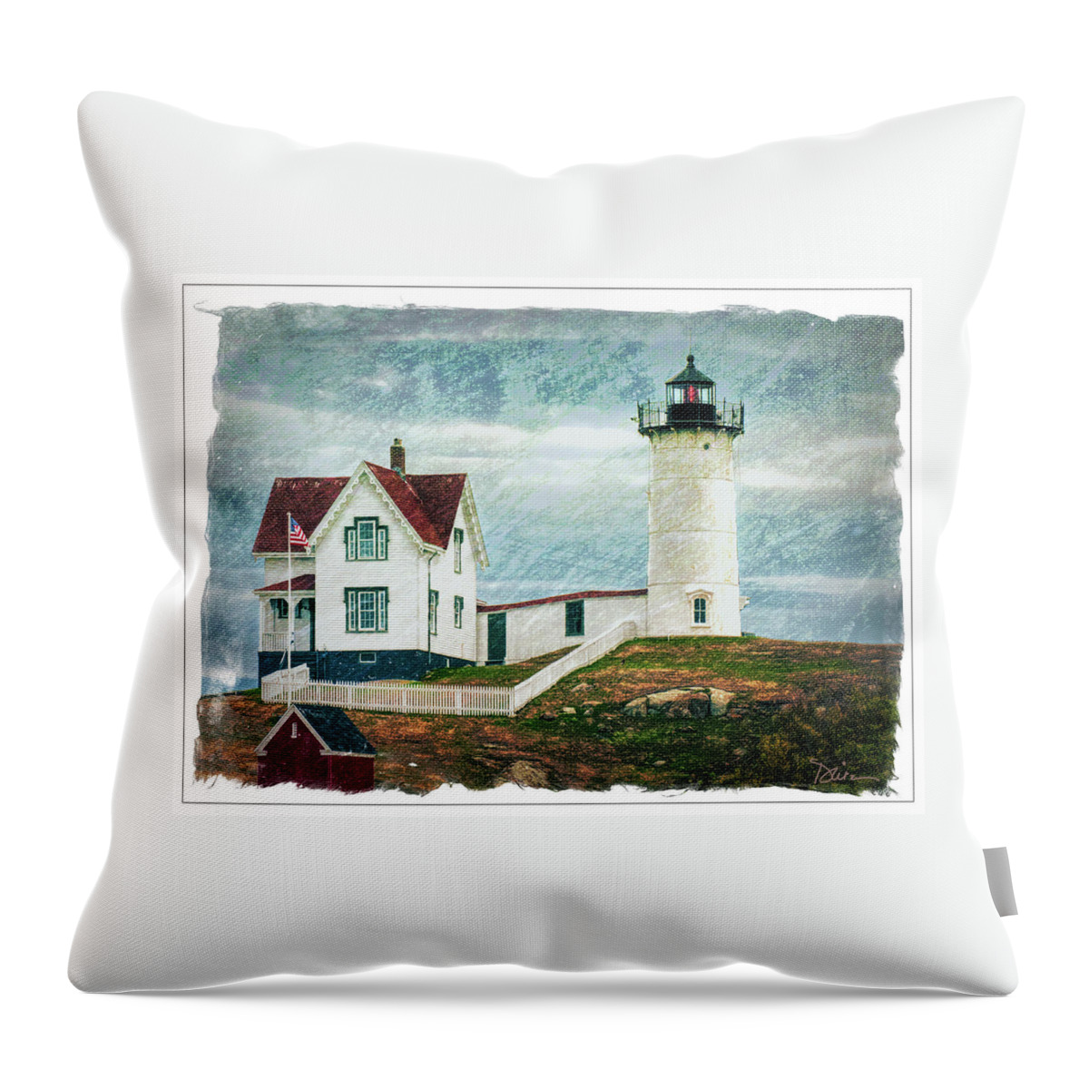 Lighthouse Throw Pillow featuring the photograph Maine Lighthouse by Peggy Dietz