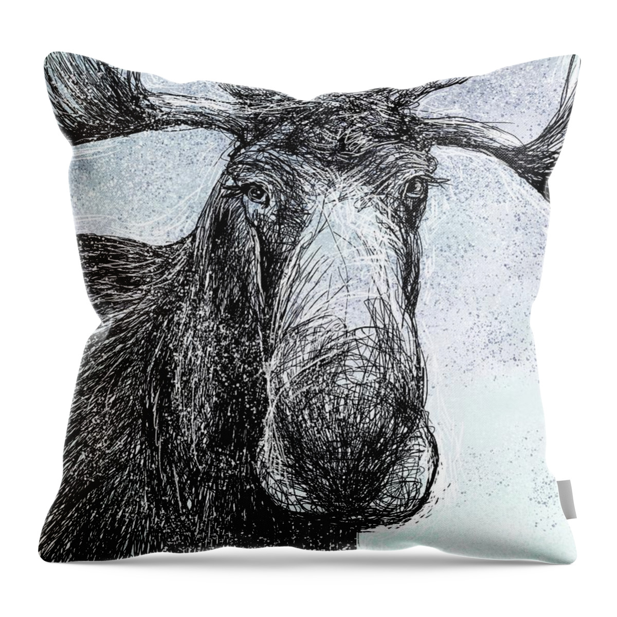 Moose Throw Pillow featuring the digital art Maine Moose by AnneMarie Welsh