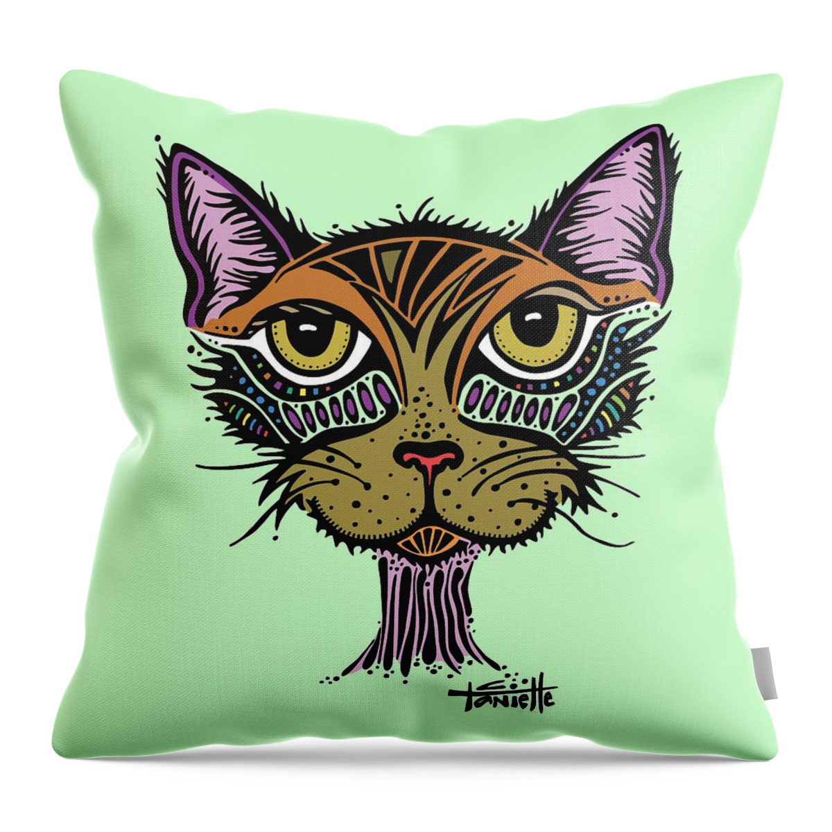 Cat Throw Pillow featuring the digital art Maisy by Tanielle Childers