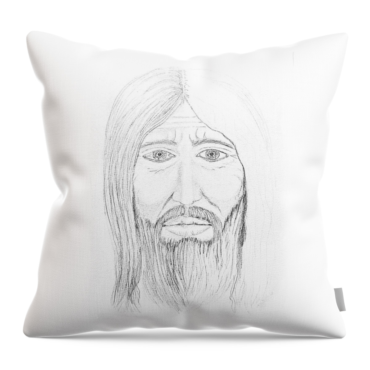 Drawing Throw Pillow featuring the drawing Male Face Drawing by Delynn Addams