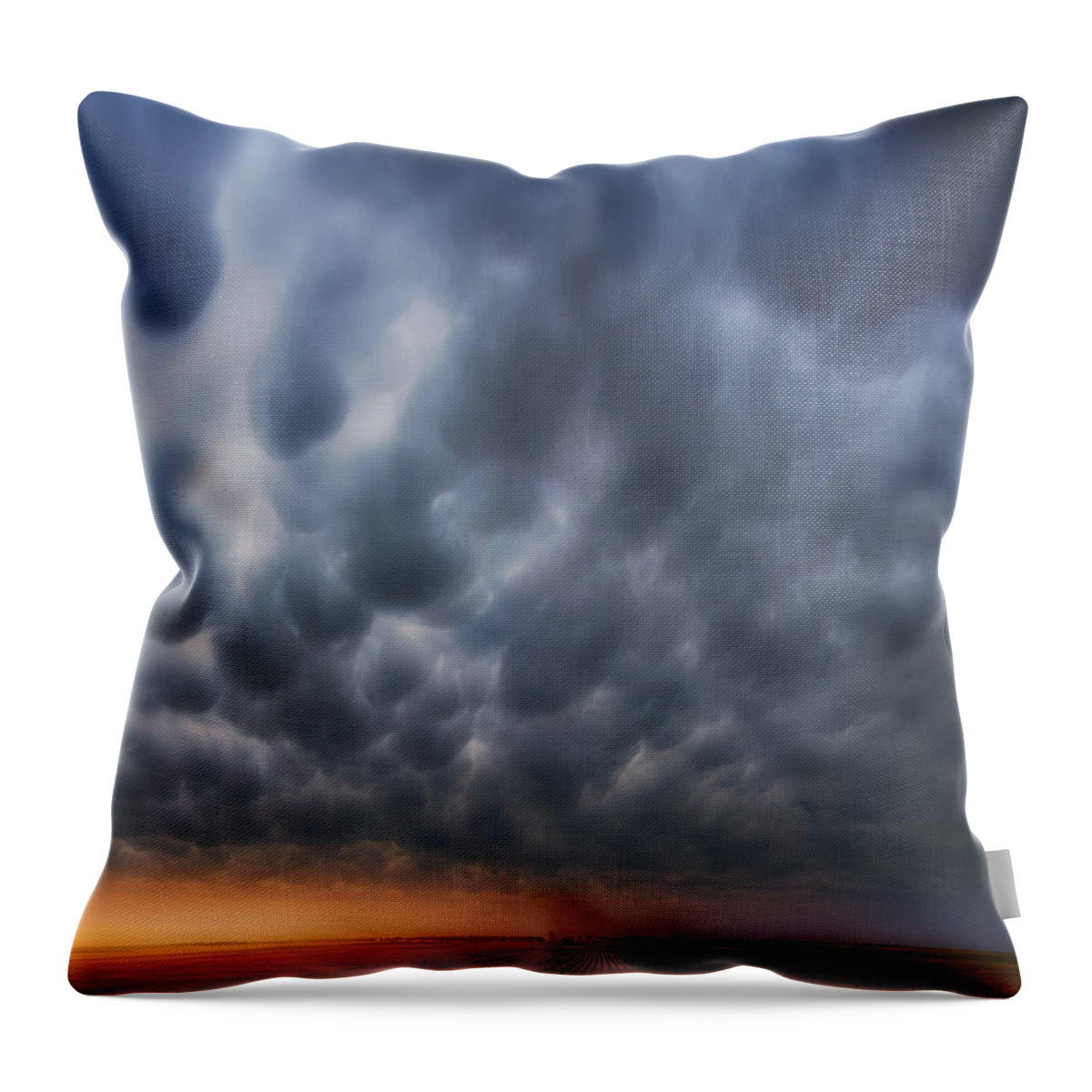 Mammatus Clouds Throw Pillow featuring the photograph Mammatus over Madrid by Darren White