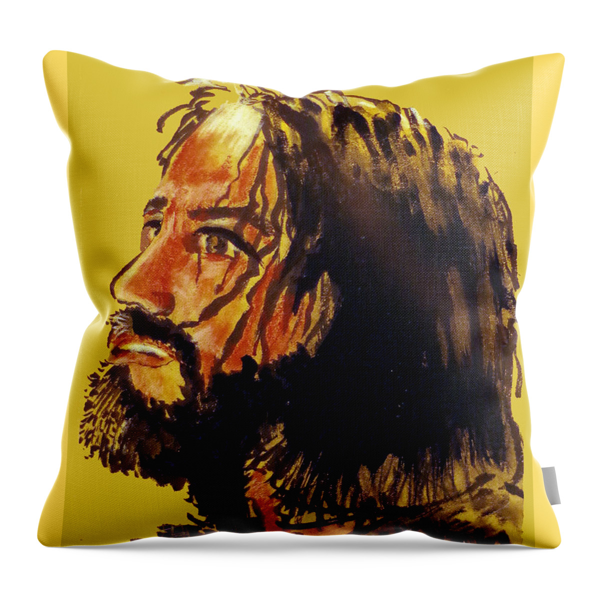 Man Of Sorrows Throw Pillow featuring the painting Man of Sorrows by Seth Weaver