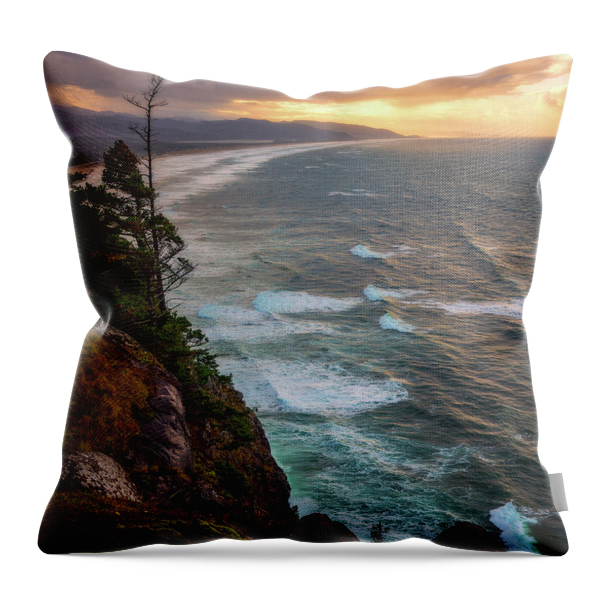 Oregon Throw Pillow featuring the photograph Manzanita Sun by Darren White