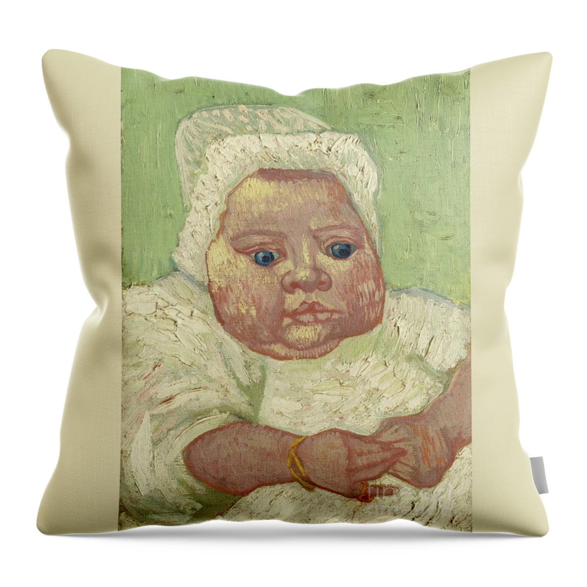 Vincent Van Gogh 1853 - 1890 Le B�b� Marcelle Roulin. Beautiful Little Baby Throw Pillow featuring the painting Marcelle Roulin by MotionAge Designs