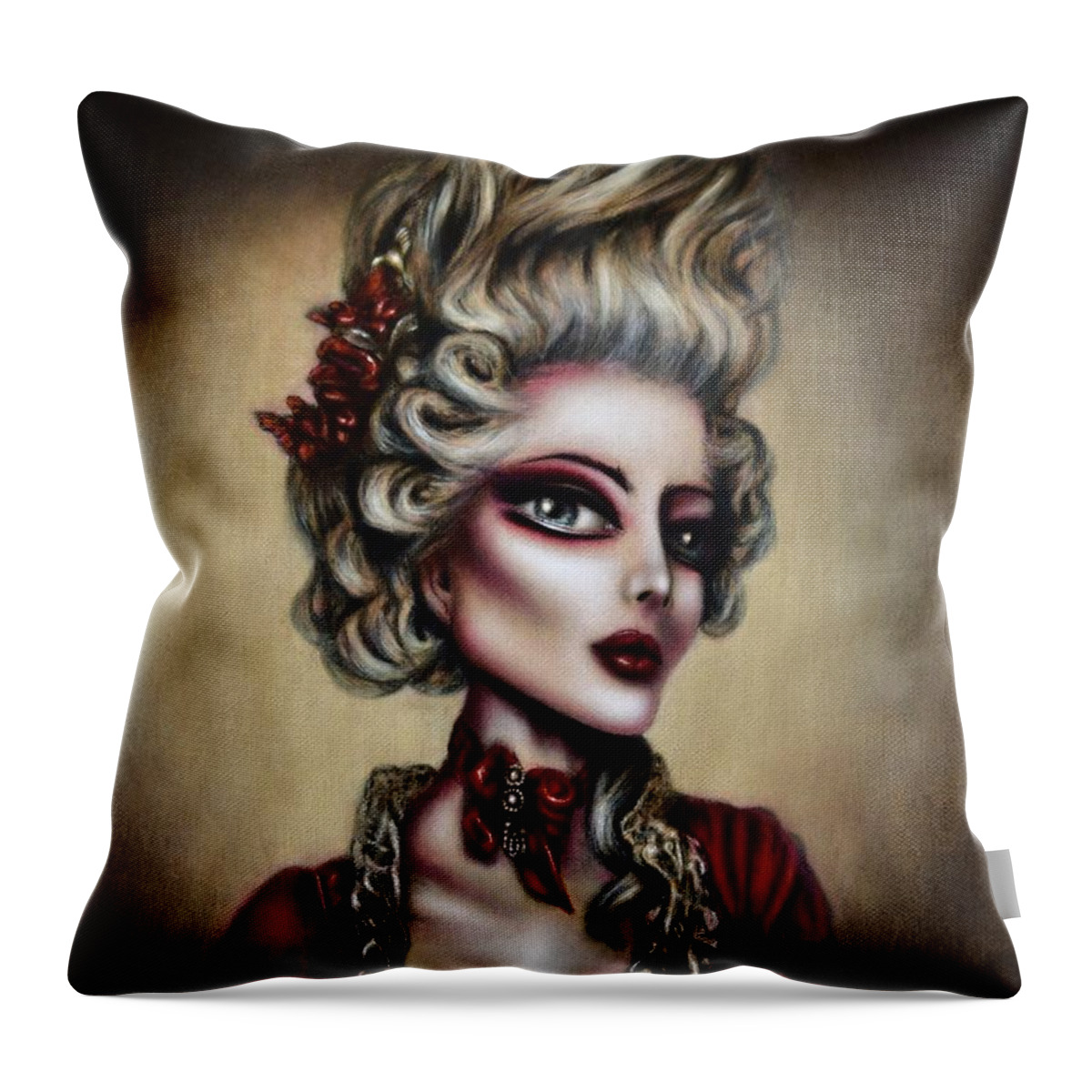 Red Throw Pillow featuring the painting The Trial of Marie Antoinette by Tiago Azevedo