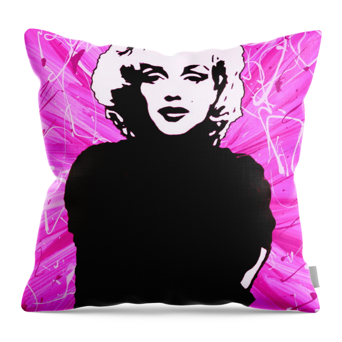 Marilyn Monroe Throw Pillow featuring the painting Marilyn Monroe in Hot Pink by Bob Baker