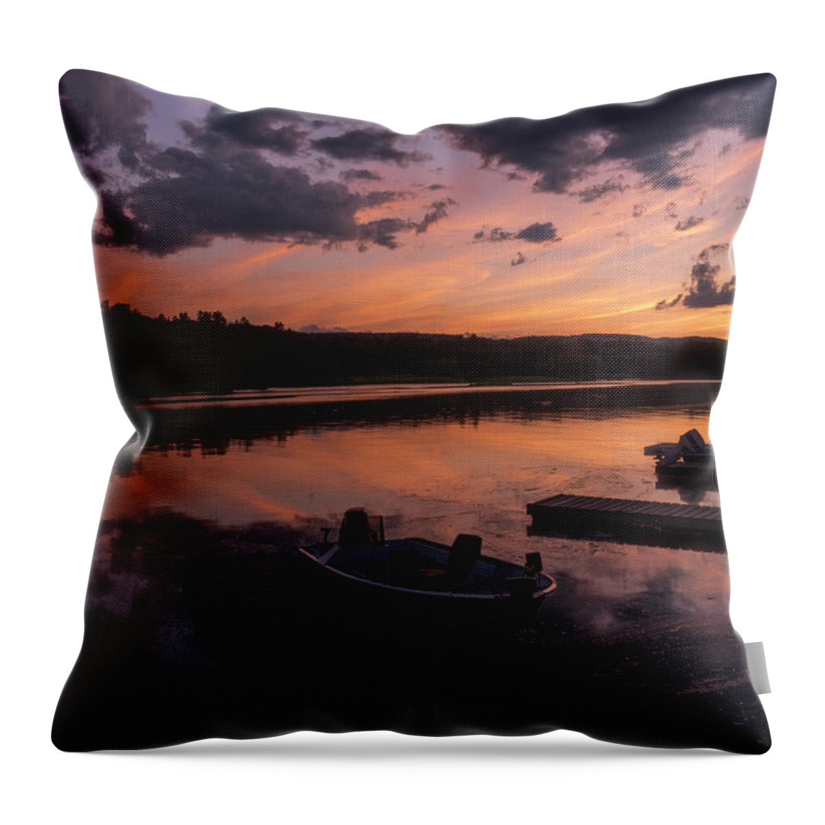 He Brattleboro Retreat Meadows Throw Pillow featuring the photograph Marina Sunset III by Tom Singleton