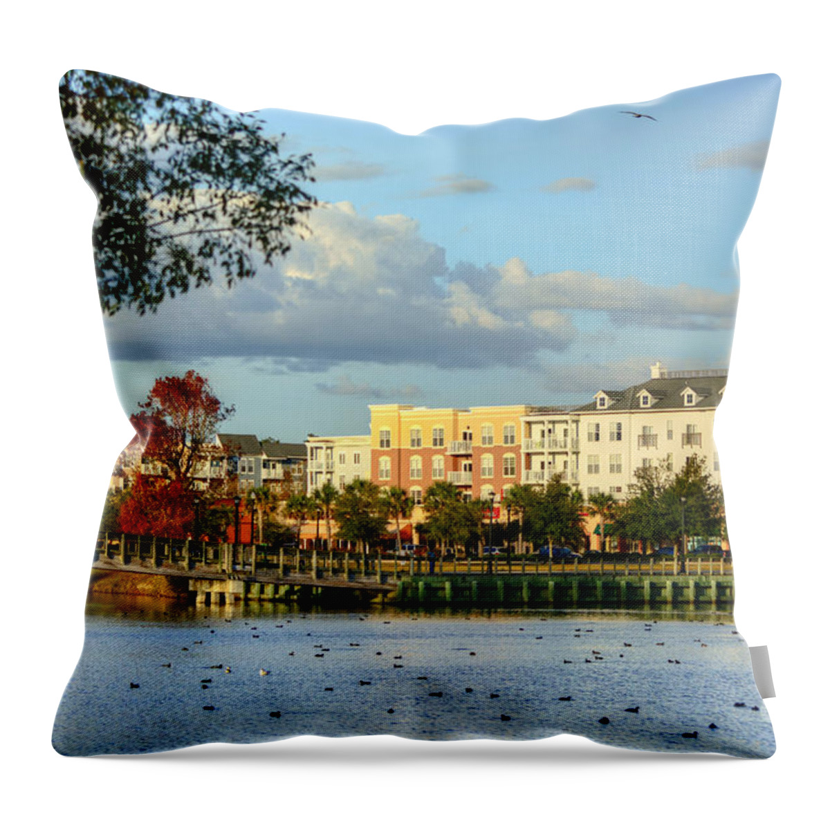 Scenic Throw Pillow featuring the photograph Market Common Myrtle Beach by Kathy Baccari
