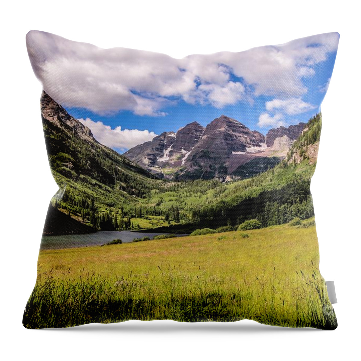 Maroon Bells Throw Pillow featuring the photograph Maroon Bells by Veronica Batterson