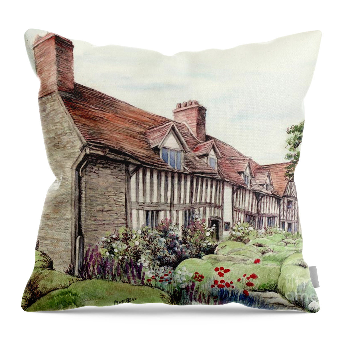 Art Throw Pillow featuring the painting Mary Ardens Home by Morgan Fitzsimons
