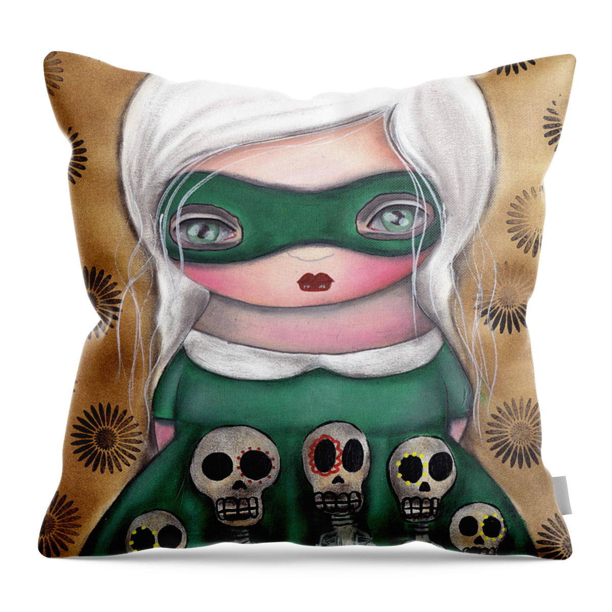 Halloween Throw Pillow featuring the painting Mascara by Abril Andrade