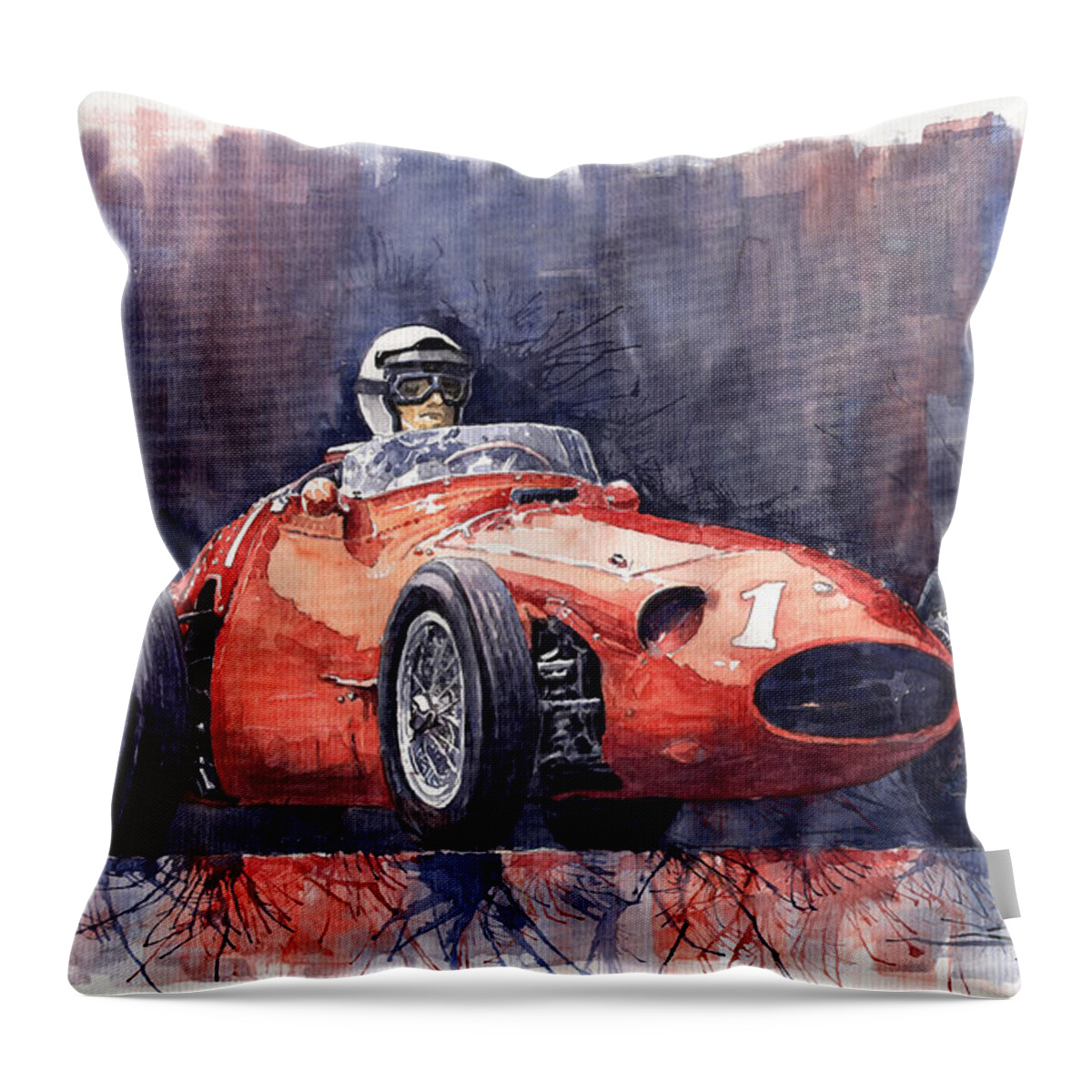 Avto Throw Pillow featuring the painting Maserati 250F by Yuriy Shevchuk