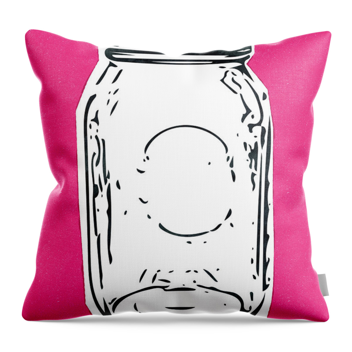 Jar Throw Pillow featuring the mixed media Mason Jar Hot Pink- Art by Linda Woods by Linda Woods