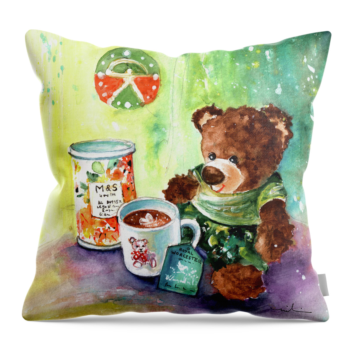 Truffle Mcfurry Throw Pillow featuring the painting Matilda And The Lemon Curd Shortbread by Miki De Goodaboom