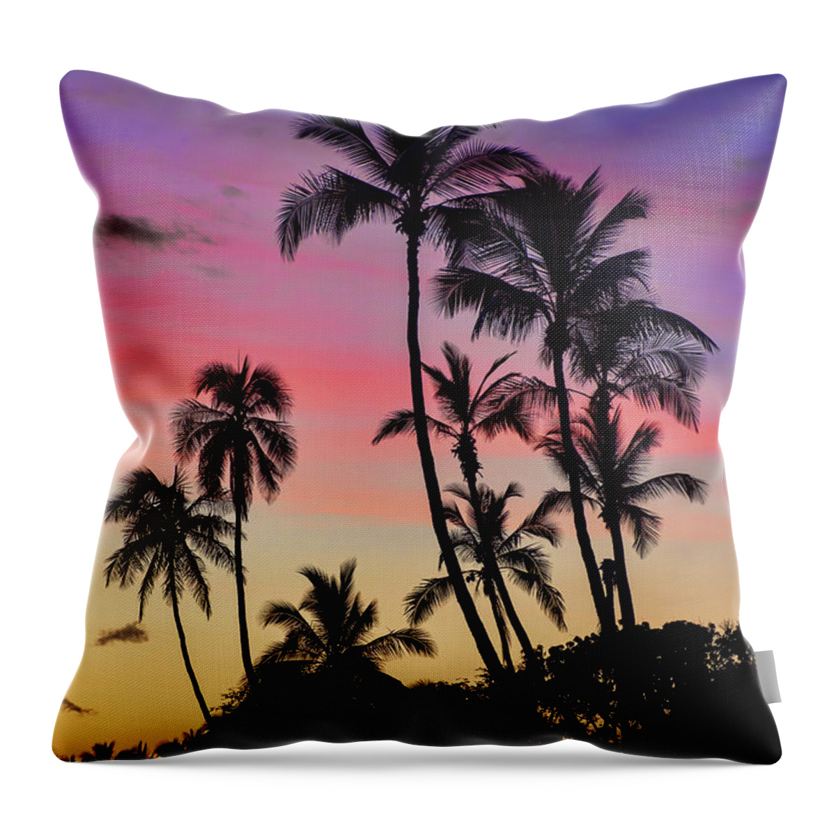 Maui Throw Pillow featuring the photograph Maui Palm Tree Silhouettes by Eddie Yerkish