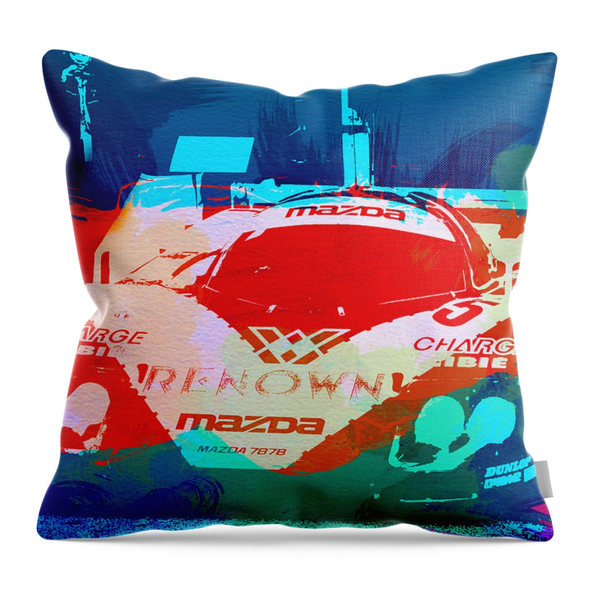 Mazda Throw Pillow featuring the painting Mazda Le Mans by Naxart Studio