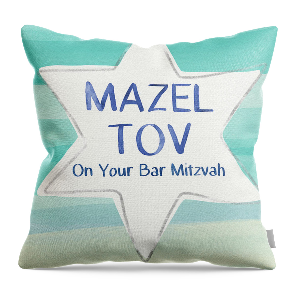 Bar Mitzvah Throw Pillow featuring the painting Mazel Tov On Your Bar Mitzvah- Art by Linda Woods by Linda Woods