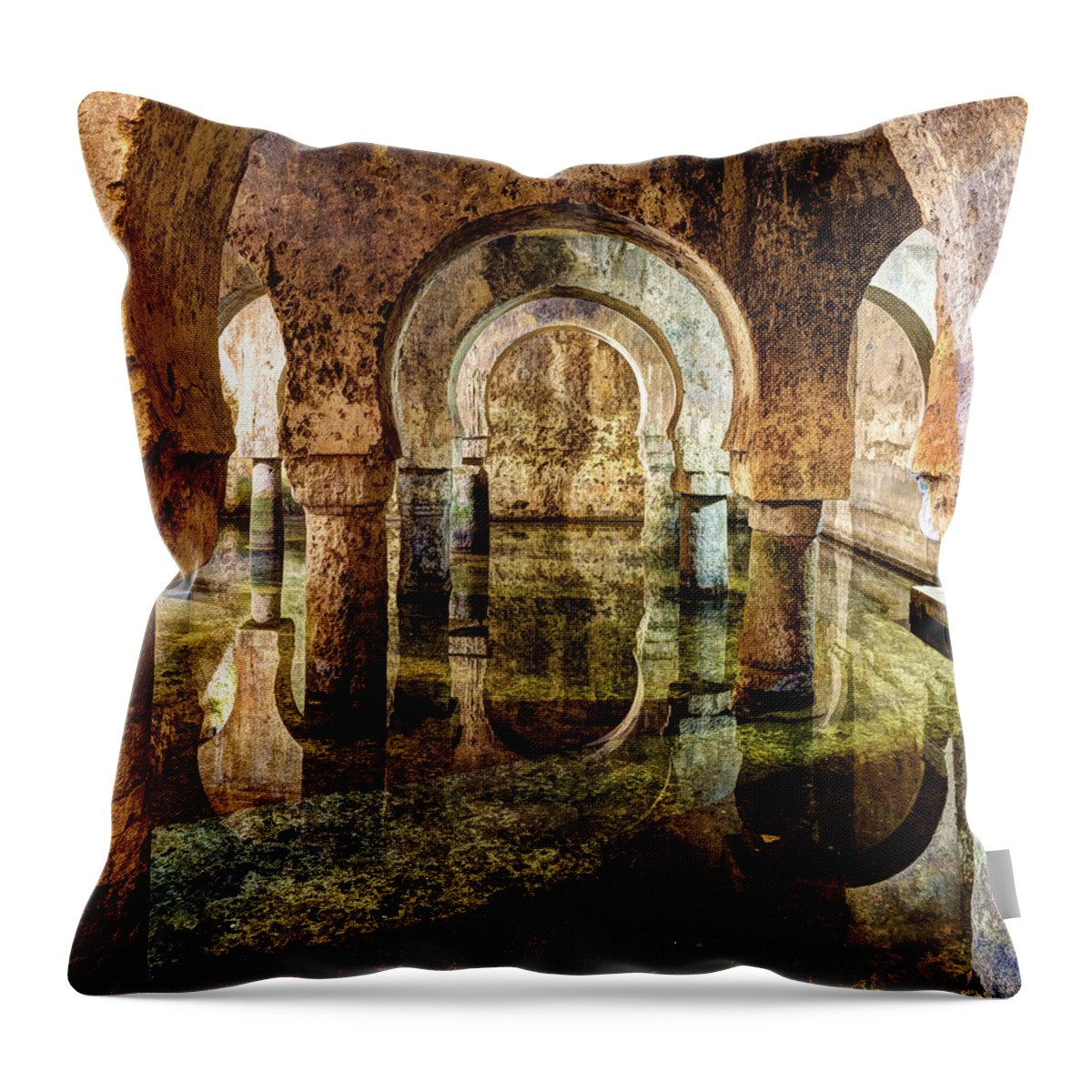 Cistern Throw Pillow featuring the photograph Medieval Cistern in Caceres 03 by Weston Westmoreland
