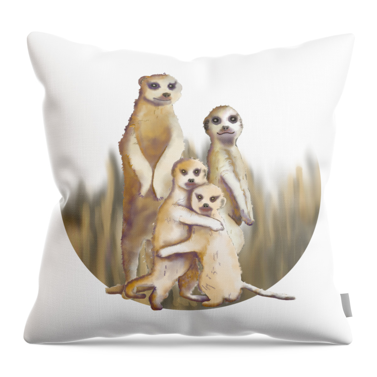 Meerkat Throw Pillow featuring the digital art Meerkats by April Burton