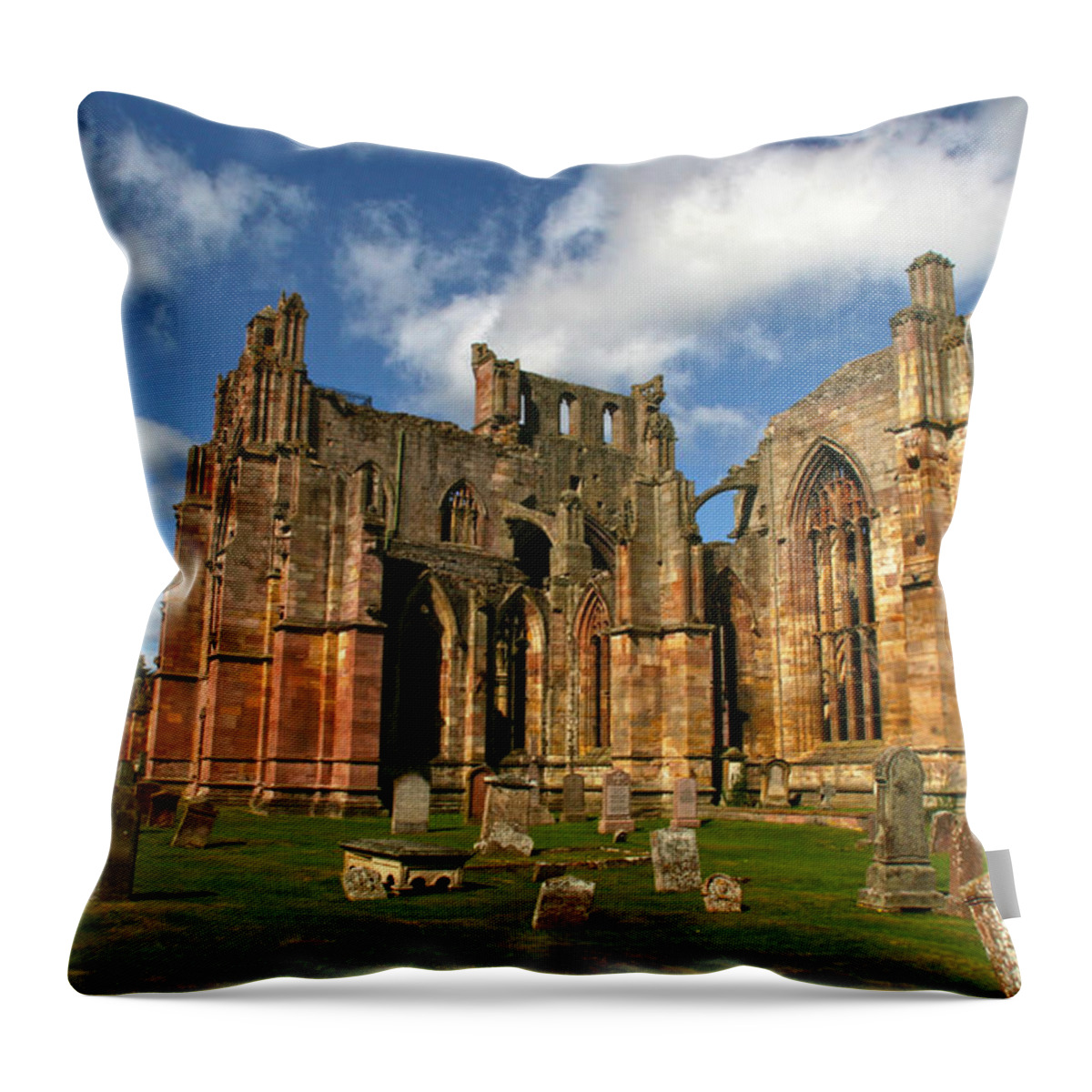 Melrose Throw Pillow featuring the photograph Melrose Abbey by Robert Och
