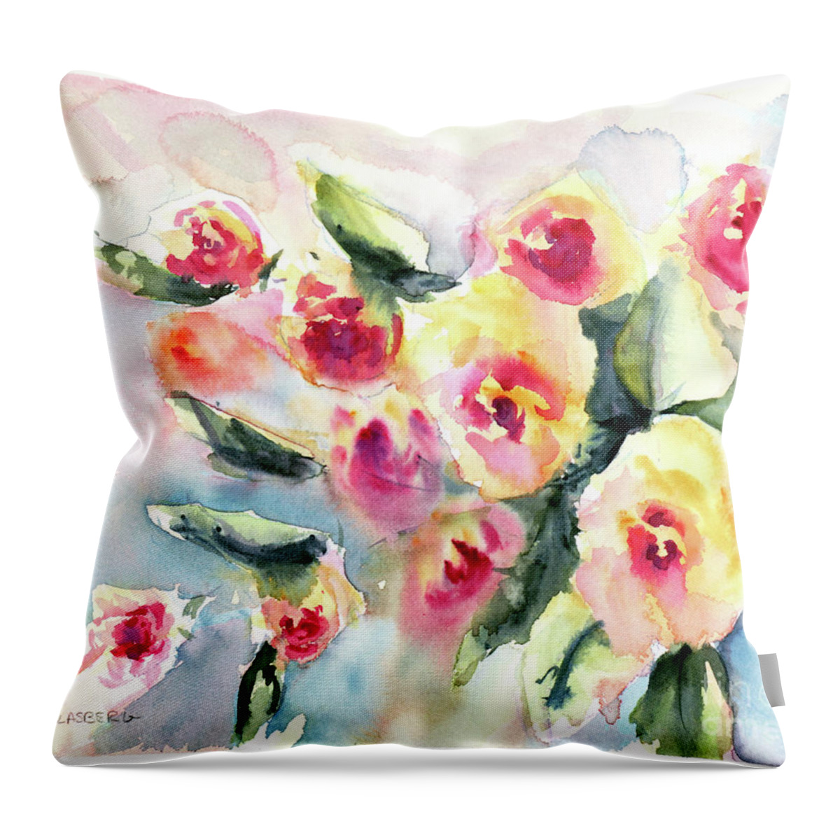 Face Mask Throw Pillow featuring the painting Memories by Lois Blasberg
