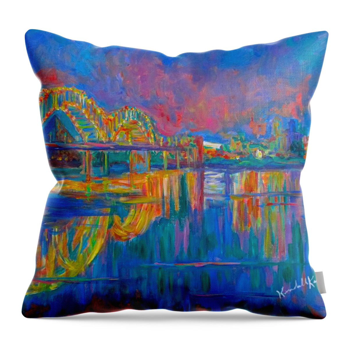 Memphis Throw Pillow featuring the painting Memphis Lights by Kendall Kessler
