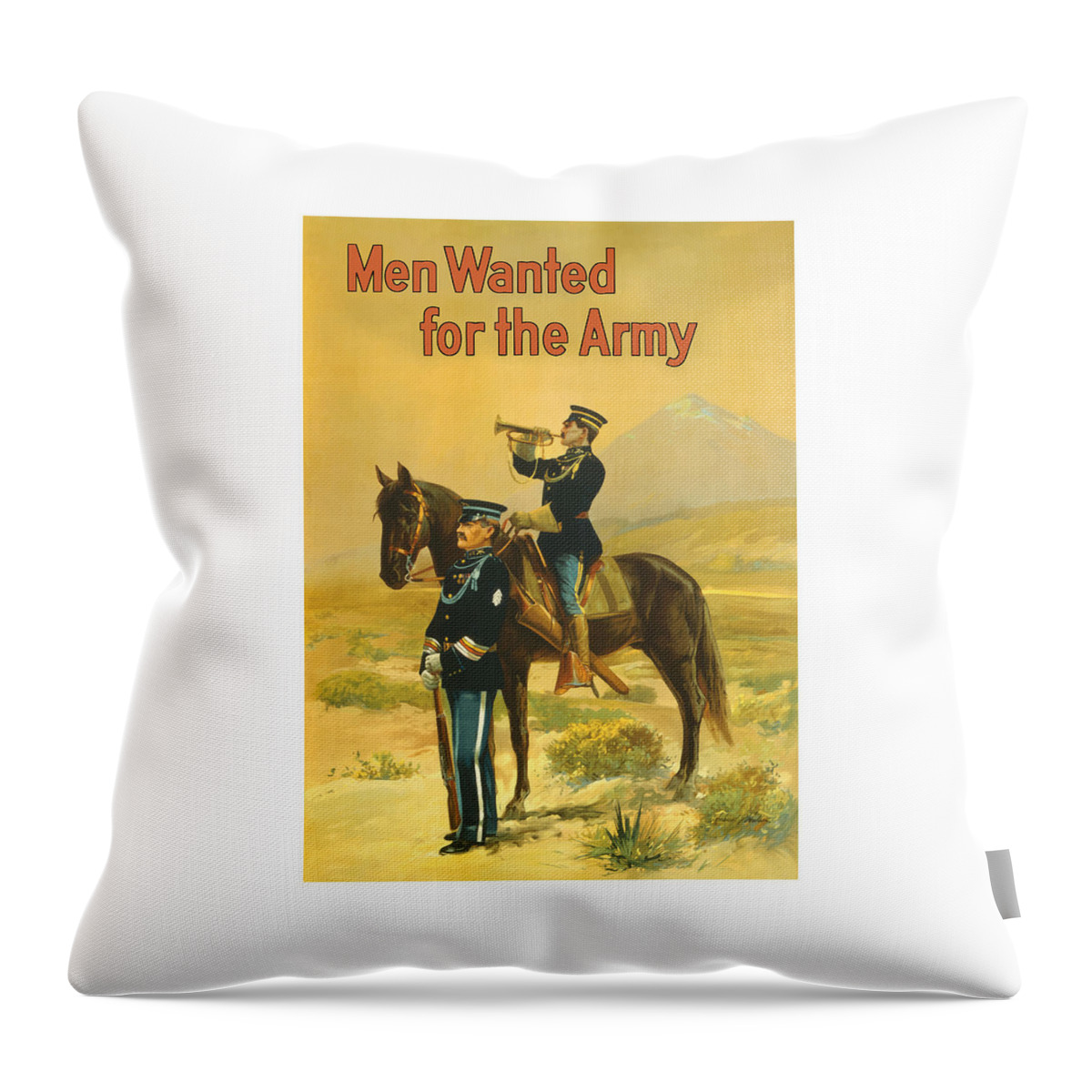 Army Throw Pillow featuring the painting Men Wanted For The Army by War Is Hell Store