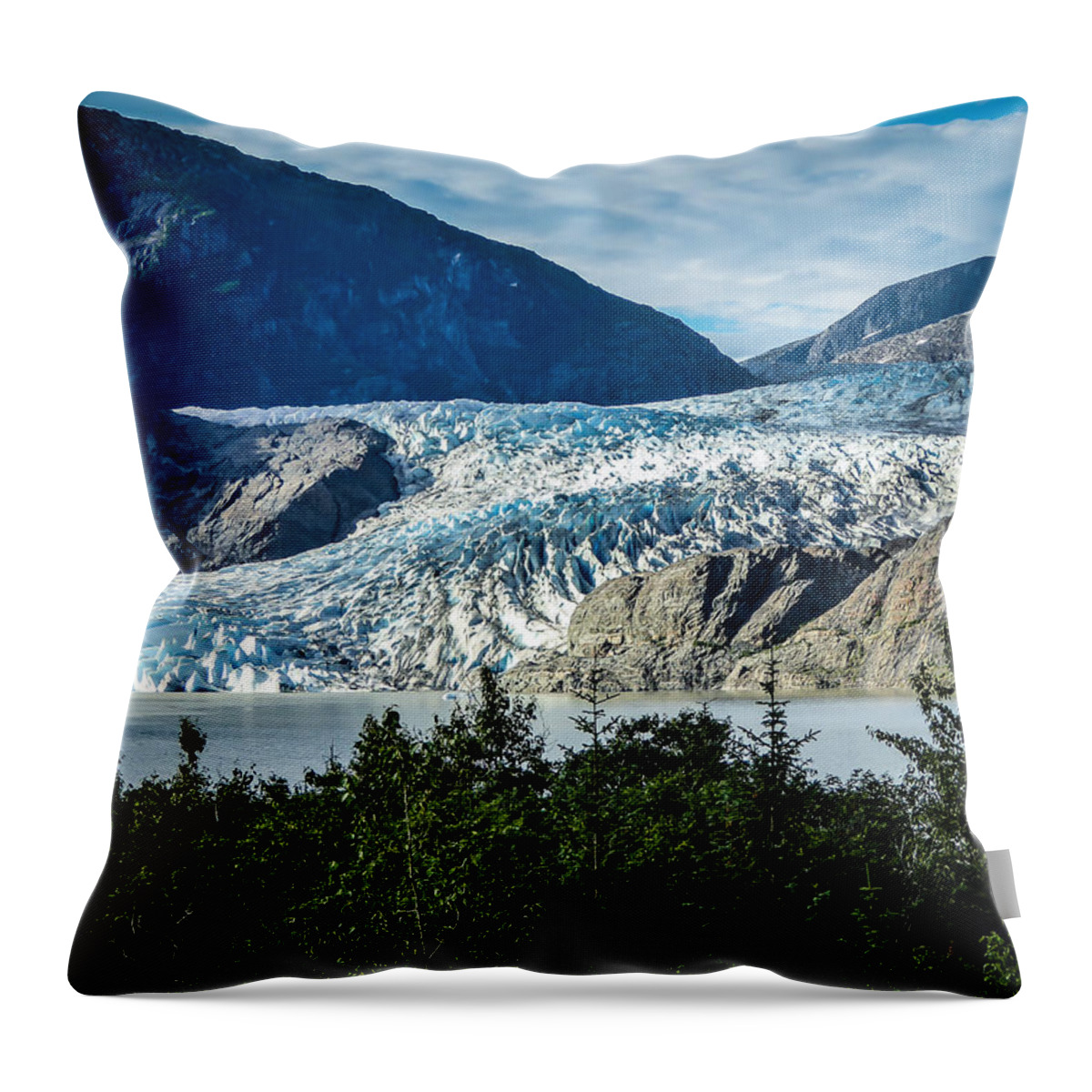 Alaska Throw Pillow featuring the photograph Mendenhall Glacier by Pamela Newcomb