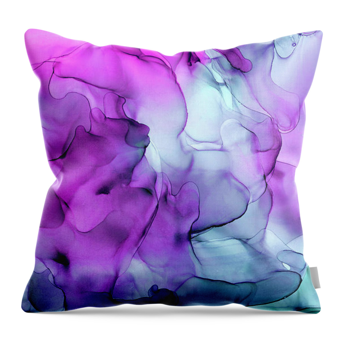 Ink Throw Pillow featuring the painting Mermaid Abstract Ink Painting by Olga Shvartsur
