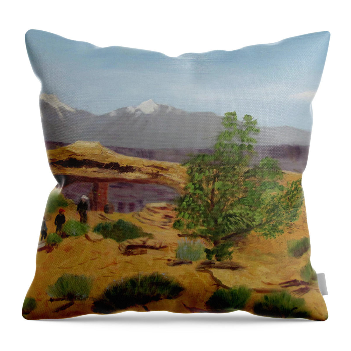 Mesa Arch Throw Pillow featuring the painting Mesa Arch by Linda Feinberg