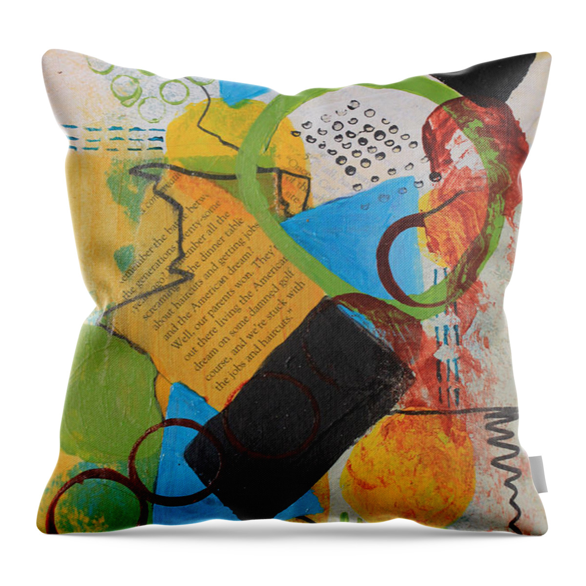 Abstract Throw Pillow featuring the painting Messy Circles of Life by April Burton
